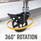 Swivel Caster Wheels for  ½” Pipe with Locking Mechanism (4-Pack)