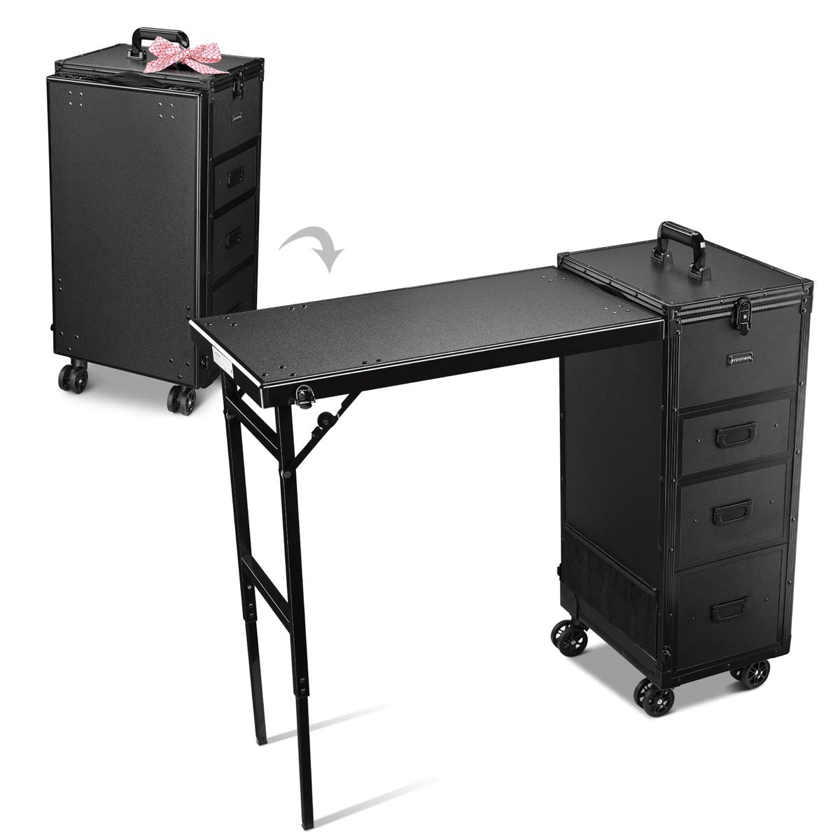 Byootique Makeup Artist Hairstylist Nail Table Workstation (Lefty & Righty)