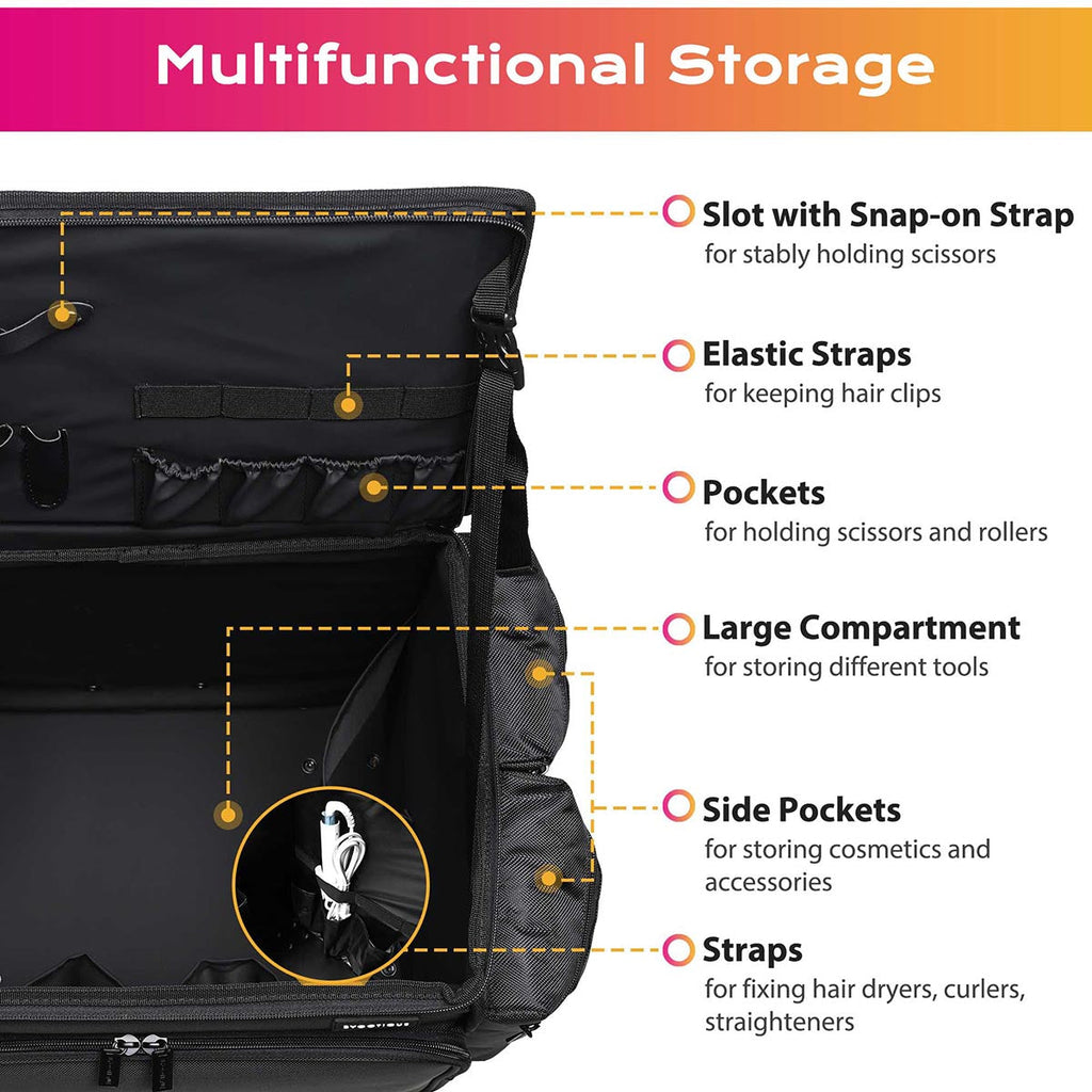 Byootique Hairdresser Suitcase on Wheels for Hairstylist Makeup Artist