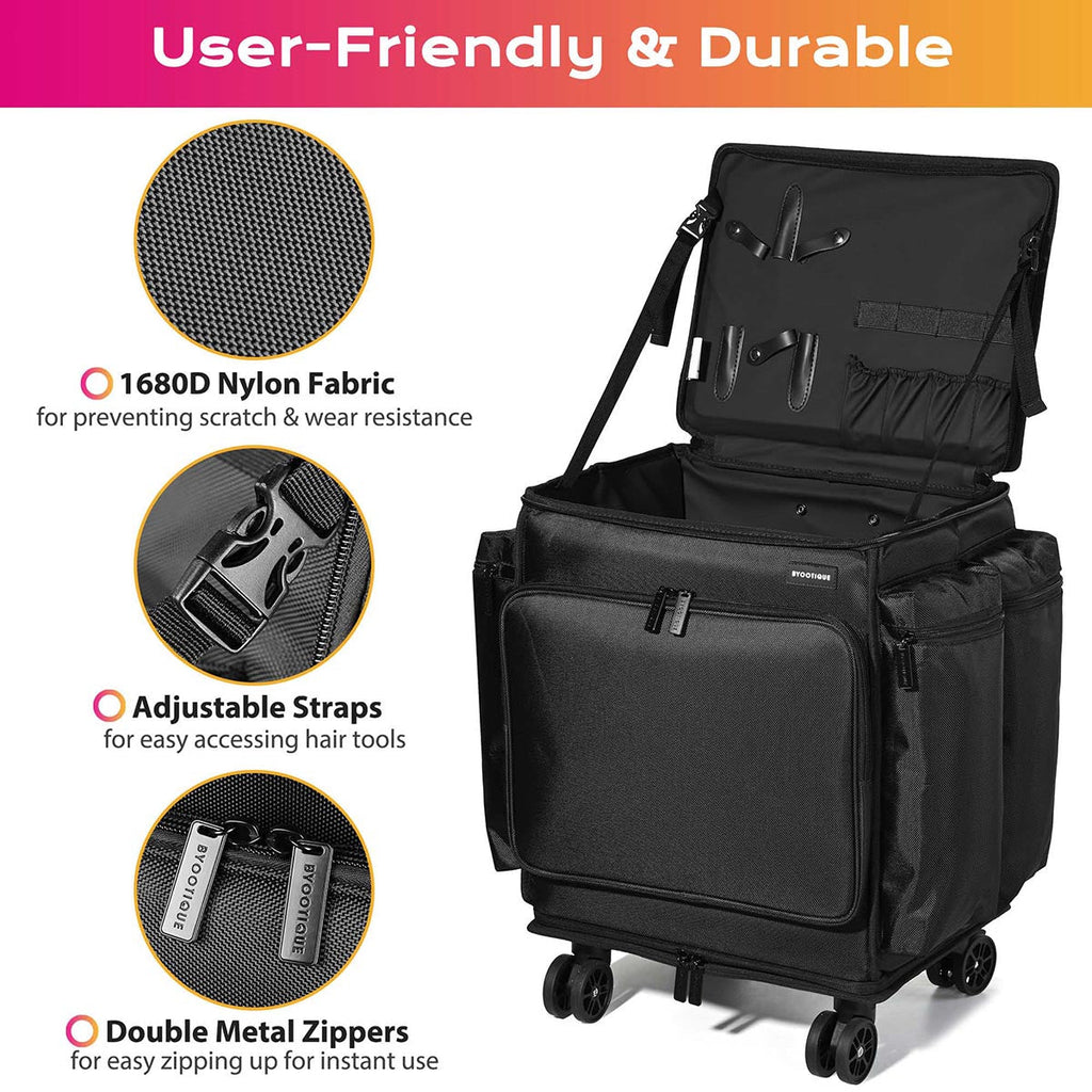 Byootique Cosmetology Hair Stylist Rolling Case with Backpack