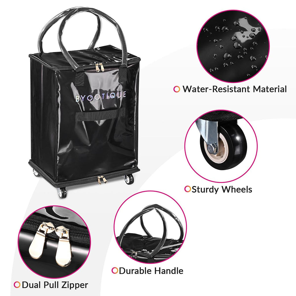 Byootique Shopper Bag with (5)Wheels & (3)Handles Rolling Grocery Tote