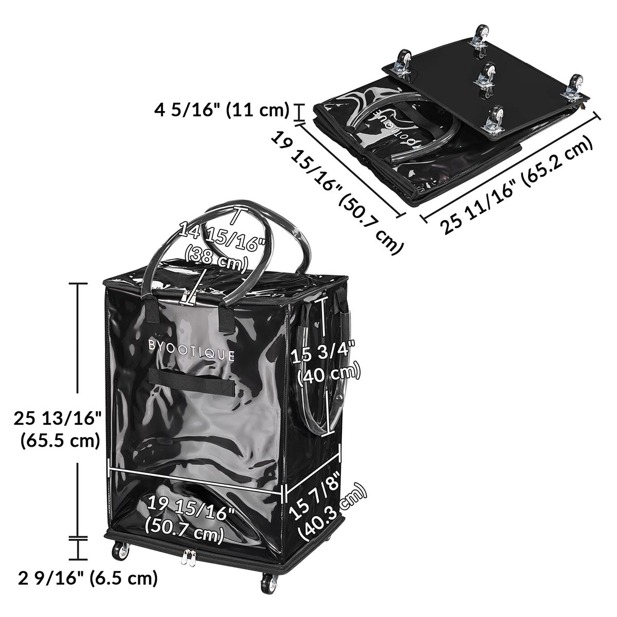 Byootique Shopper Bag with (5)Wheels & (3)Handles Rolling Grocery Tote
