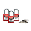 Lockout Padlock, Keyed Alike, Nylon, Red, 1 in Shackle Height, 1 3/16 in Body Width, 1 No. of Keys