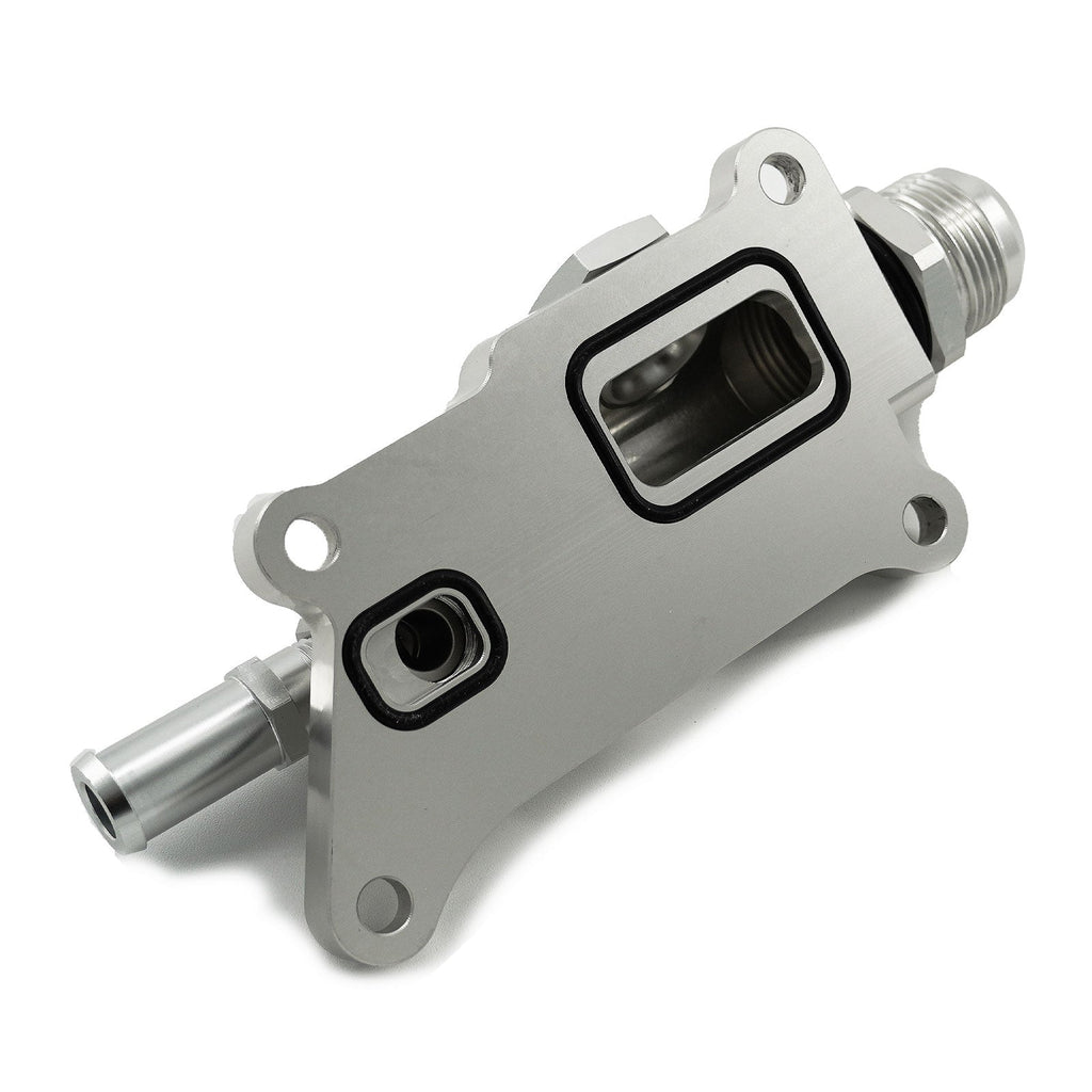 16AN K Series Upper Coolant Housing W Straight Elbow Hose Fitting For K20Z3 K24