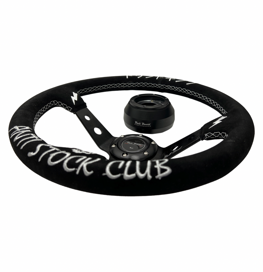 Suede Deep Dish Steering Wheel + Short Hub Adapter Kit For Cadillac Corvette Suburban Neon