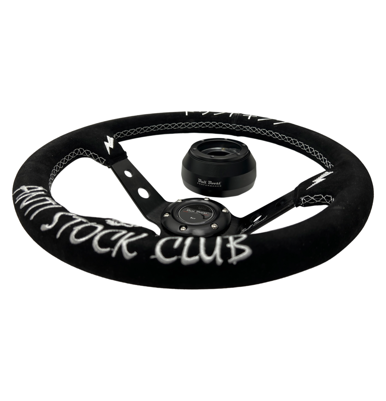 Suede Deep Dish Steering Wheel + Short Hub Adapter Kit For Cadillac Corvette Suburban Neon