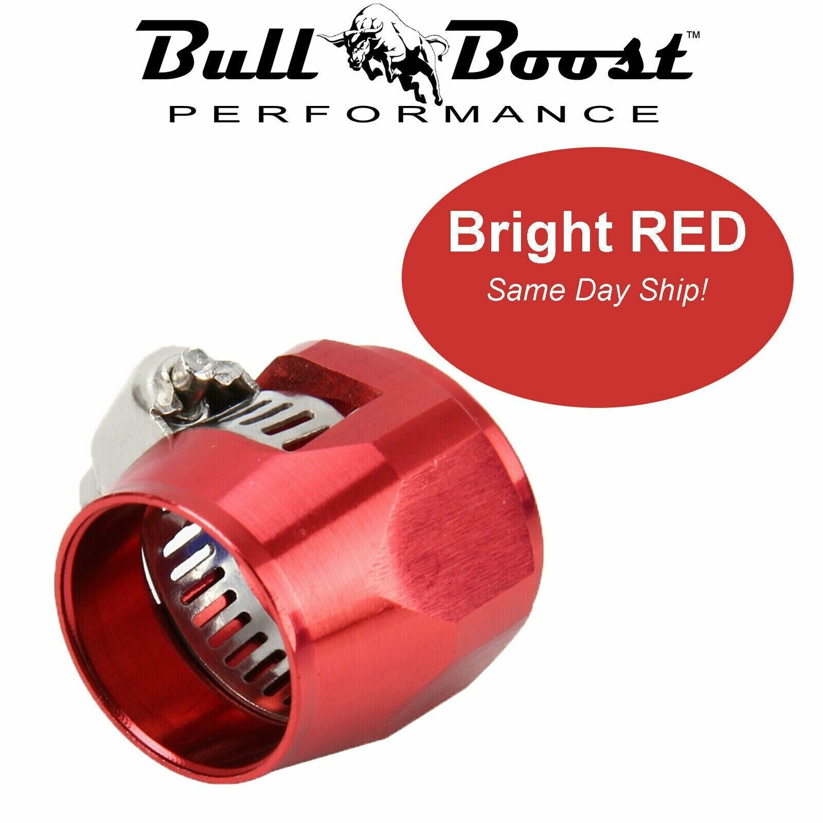 AN8 AN-8  Push On Hose End Cover Clamp Finisher Red Aluminum Anodized Fitting