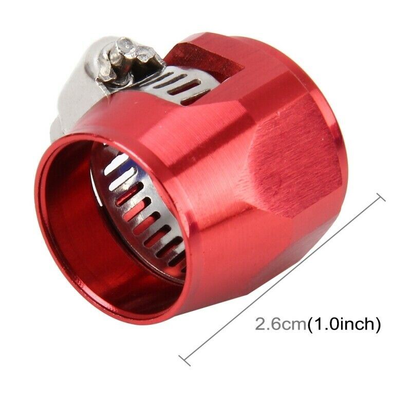 AN8 AN-8  Push On Hose End Cover Clamp Finisher Red Aluminum Anodized Fitting