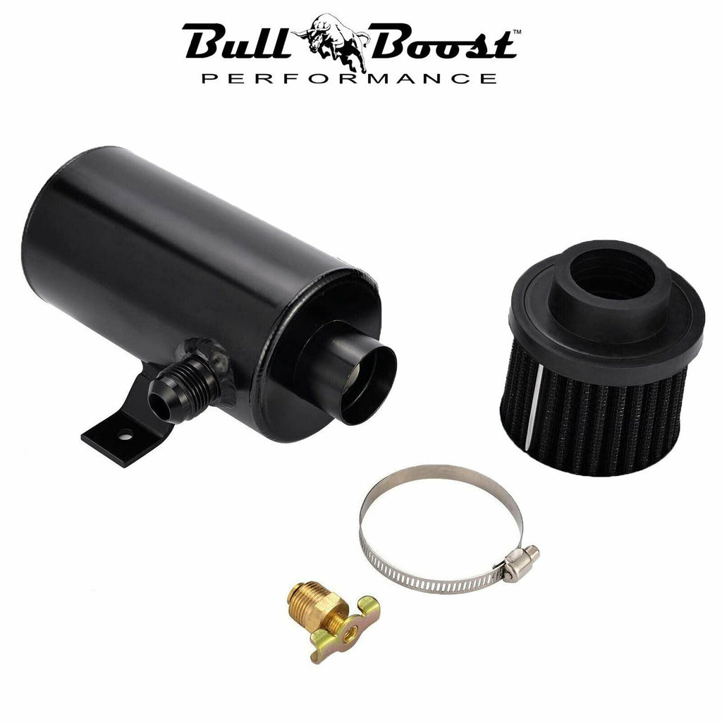 2 port Oil Catch Tank Can Baffled Breather Filter Aluminum 750ml Reservoir