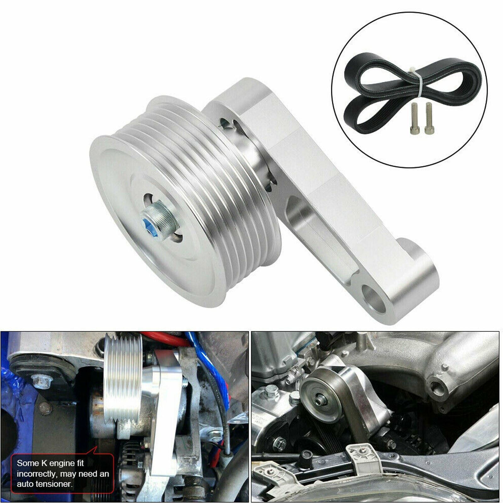 K Series Swap Adjustable EP3 Idler Pulley Belt Kit For Civic Integra Honda Tuned K20