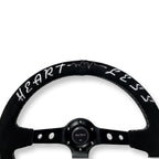 3"DEEP DISH 6-BOLT STEERING WHEEL BLACK SUEDE FOR Dodge GM Buick Chevy Vehicles