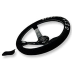 3"DEEP DISH 6-BOLT STEERING WHEEL BLACK SUEDE FOR Dodge GM Buick Chevy Vehicles