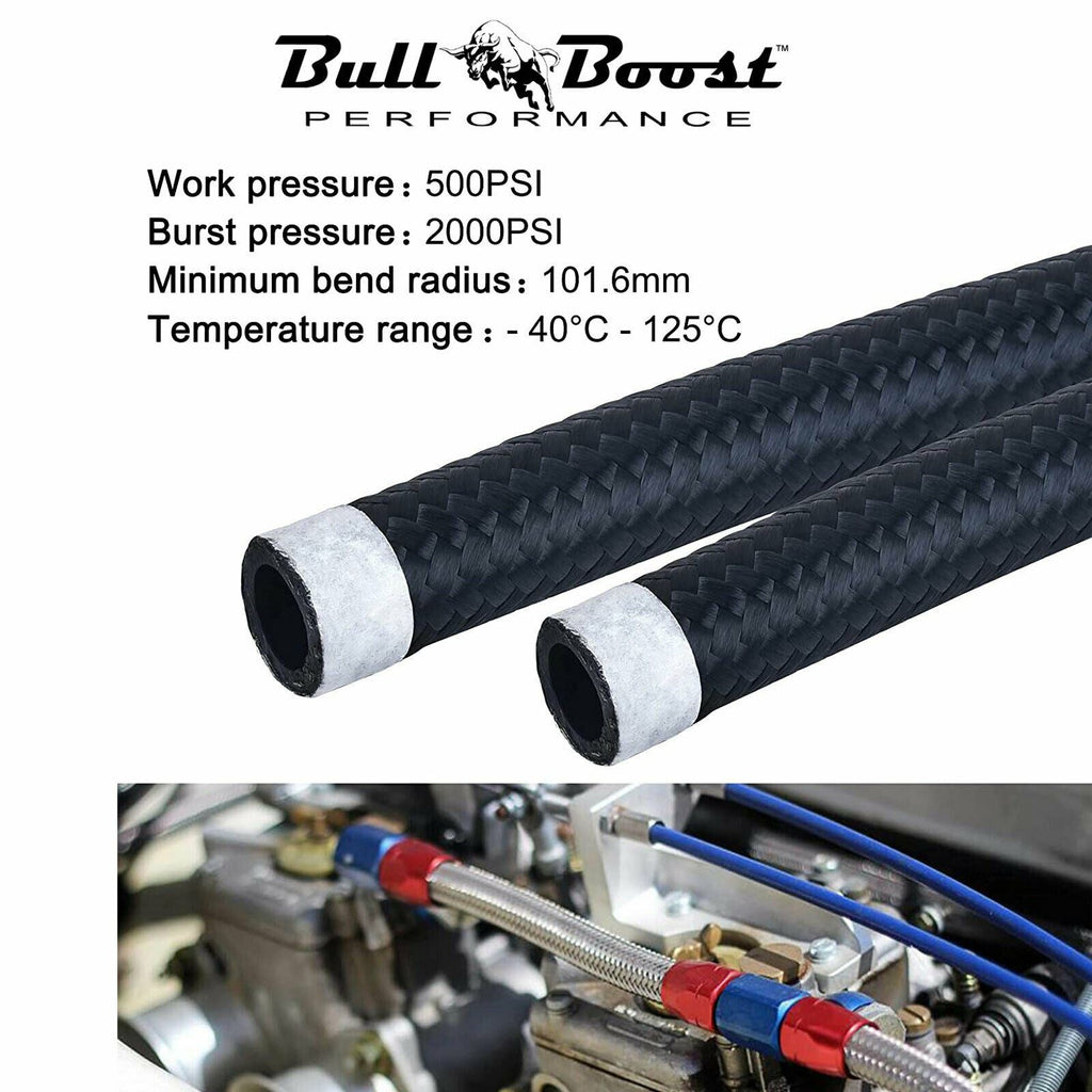 AN16 16AN Black Nylon Braided Stainless Steel Hose / Sold Per Foot