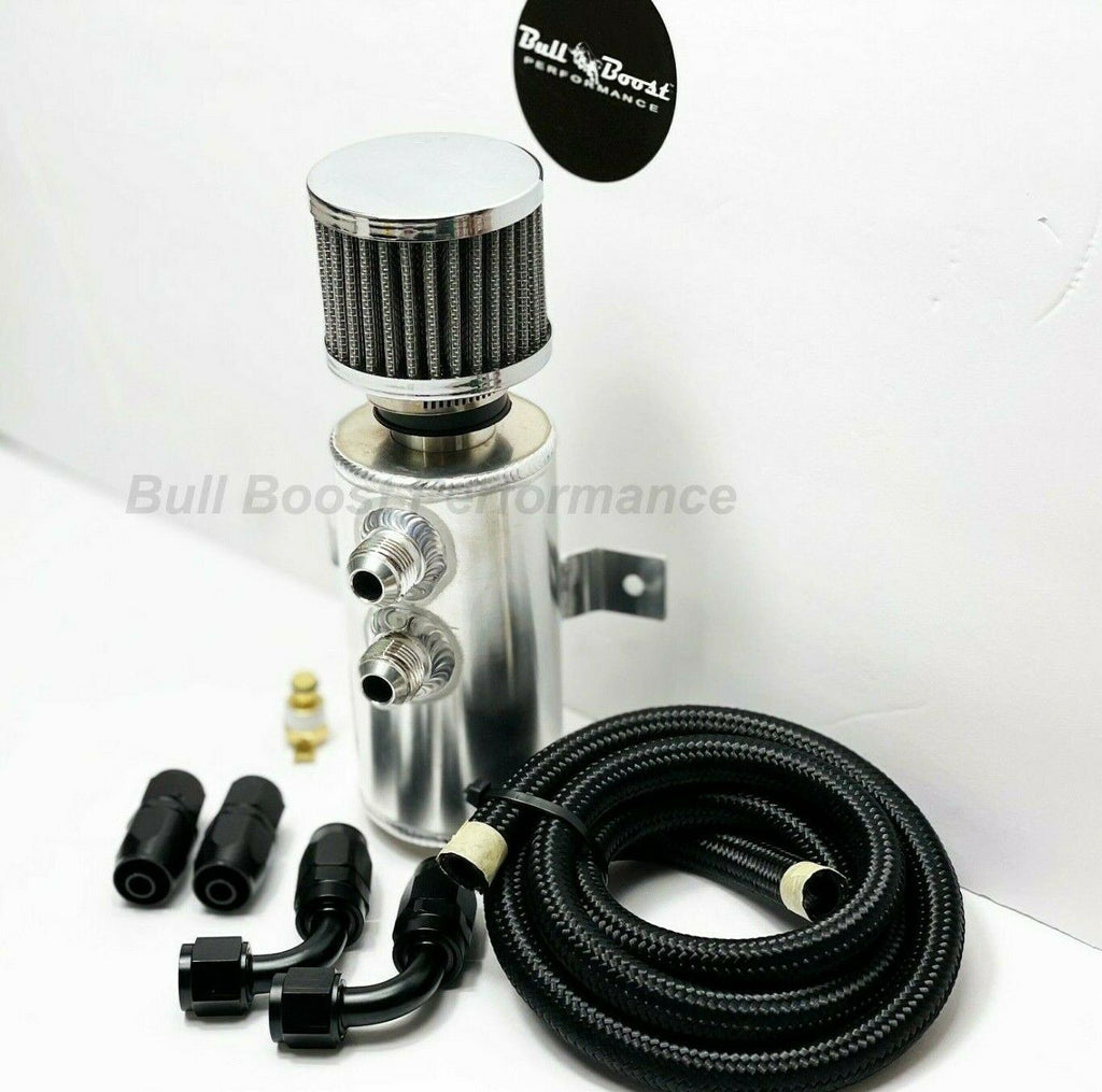 Quick Vent Oil Catch Can Hoses & Fittings Kit K Series K20 K24 10AN Black