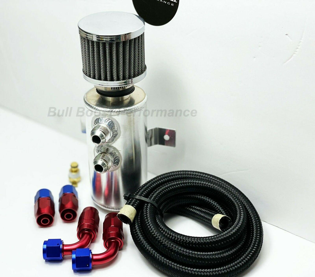 Quick Vent Oil Catch Can Hoses & Fittings Kit K Series K20 K24 10AN Red