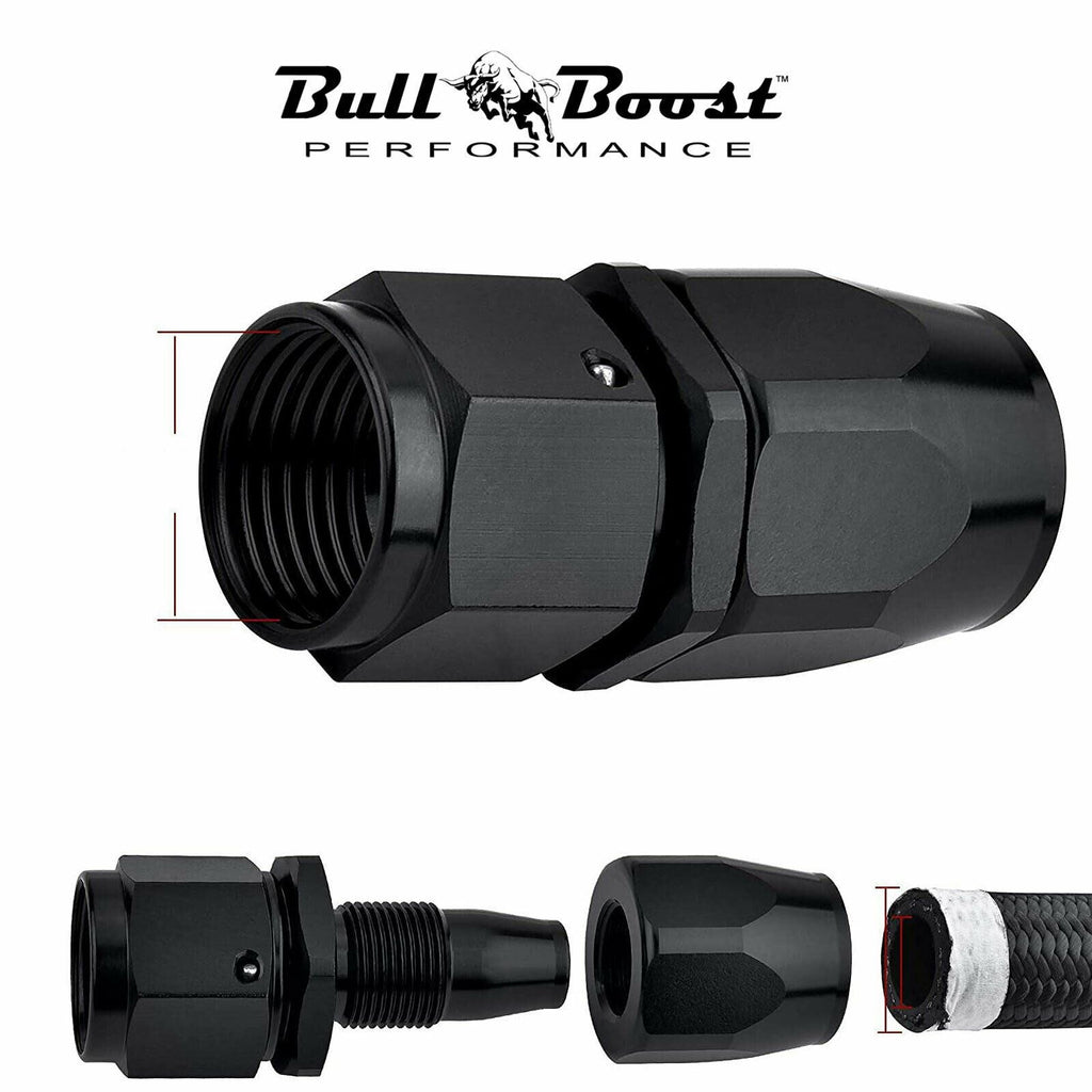 8 AN Straight Billet Swivel Seal Braided Steel Hose End Fitting Oil/Fuel/Water