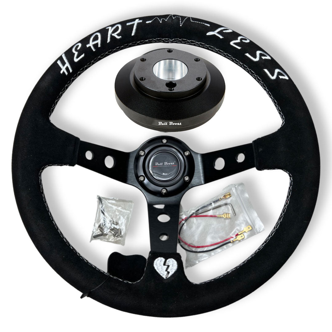 Deep Dish 350mm Steering Wheel + Short Hub Adapter Kit For Mustang Focus Fiesta Mazda