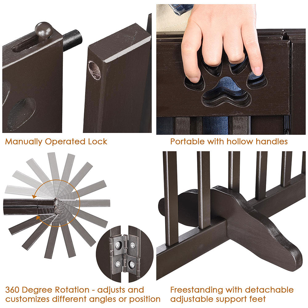 Yescom 3-Panel Folding Wood Pet Gate Crate Baby Barrier 60x36in
