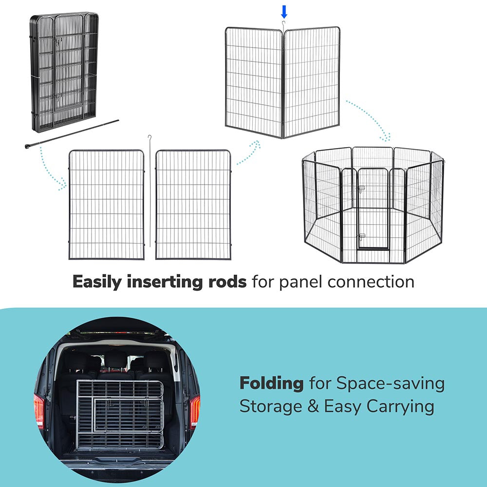 Yescom Heavy Duty Dog Playpen 48" Tall 16-Panel Puppy Pen Metal