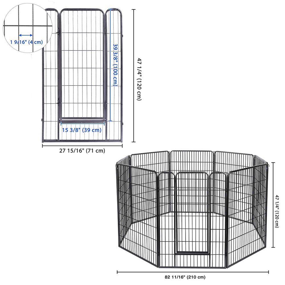 Yescom Heavy Duty Dog Playpen 48" Tall 32-Panel Puppy Pen Metal