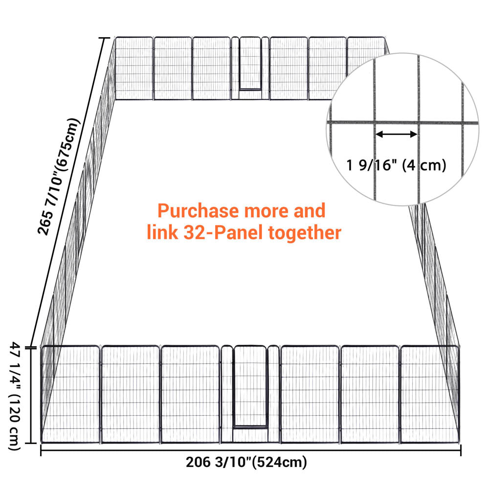 Yescom Heavy Duty Dog Playpen 48" Tall 8-Panel Puppy Pen Metal