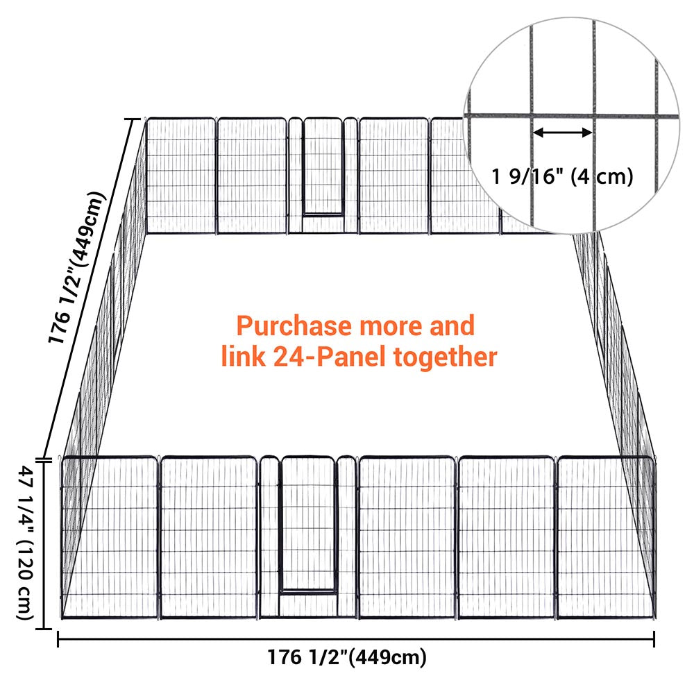 Yescom Heavy Duty Dog Playpen 48" Tall 24-Panel Puppy Pen Metal