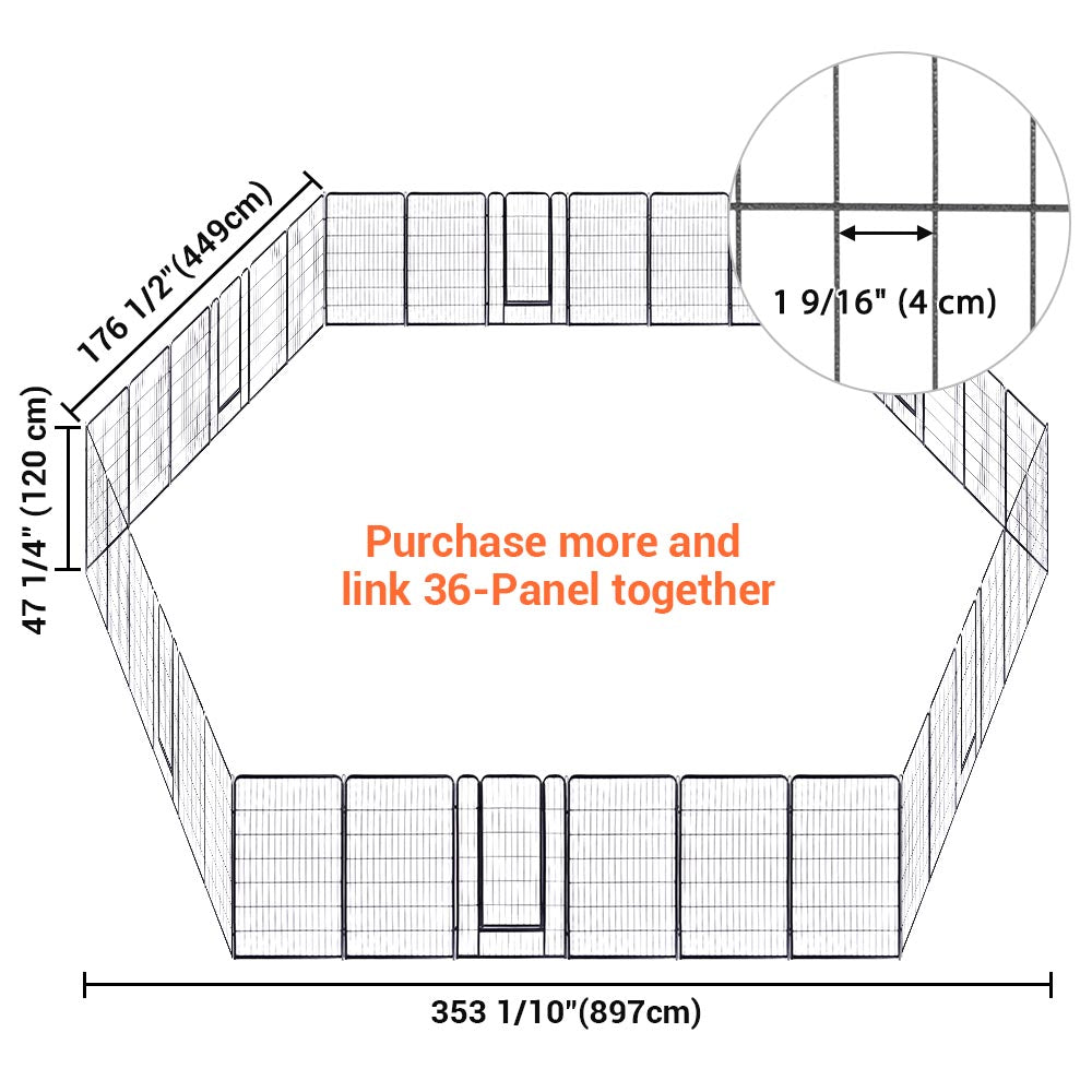 Yescom Heavy Duty Dog Playpen 48" Tall 12-Panel Puppy Pen Metal
