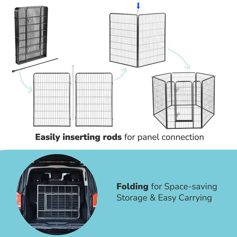 Yescom Heavy Duty Dog Playpen 48" Tall 6-Panel Puppy Pen Metal