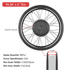 Yescom 26in Front Electric Bicycle Motor Conversion Kit 48v 1000w