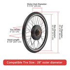 Yescom 26in Rear Electric Bicycle Motor Conversion Kit 48v 1000w