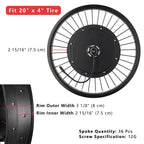 Yescom 20" Front Wheel Electric Bicycle Motor Fat Tire Kit 48v 1000w