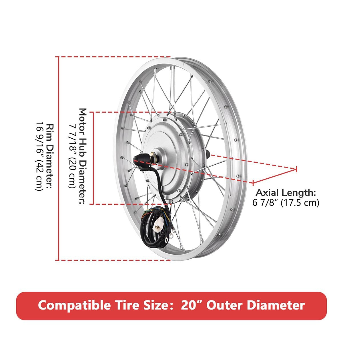 Yescom 24" Front Wheel Electric Bicycle Motor Kit 36v 750w