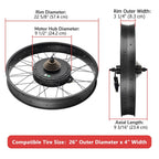 Yescom Bicycle Motor Kit Fat Bike Conversion Kit 1500W 48V 26"