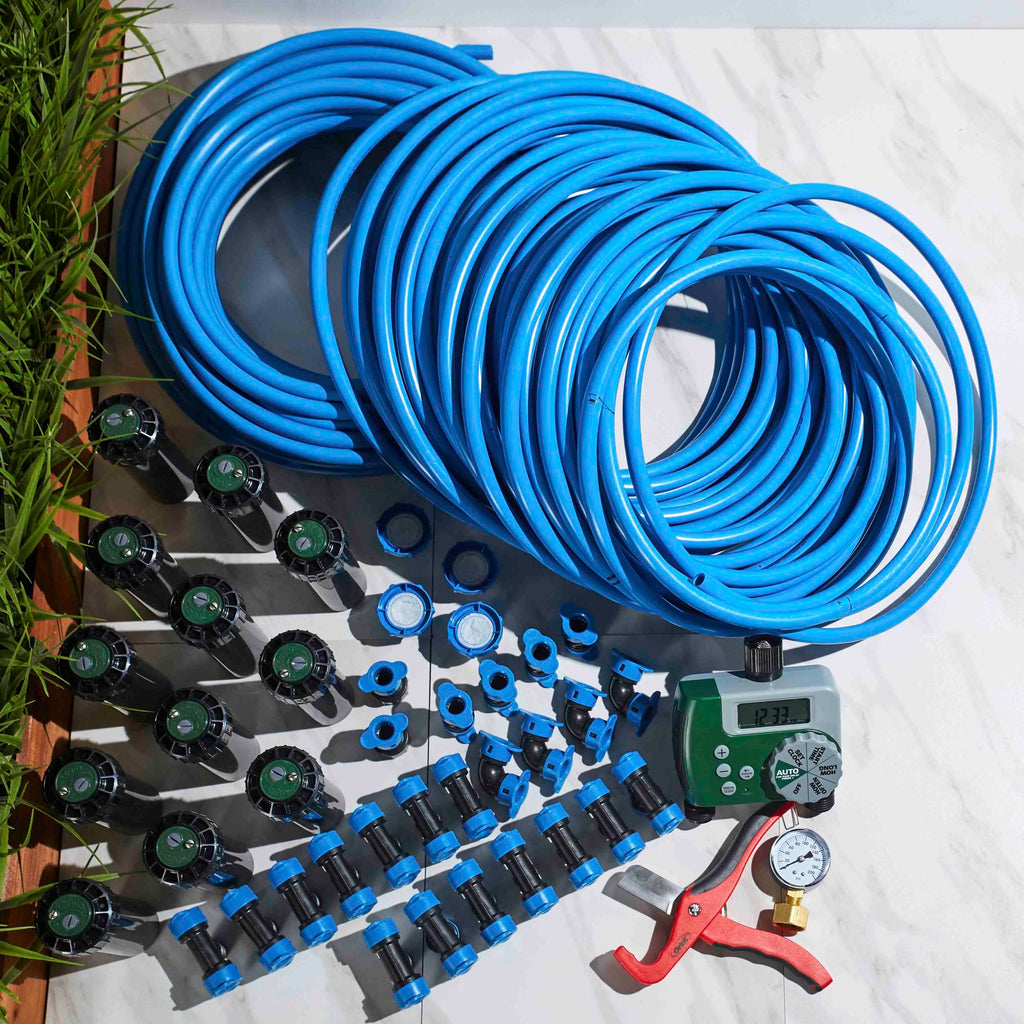 Two Zone, In-Ground Sprinkler System with Blu-Lock Tubing System and Hose Faucet Timer | 50021