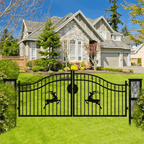 20x8 ft Dual Swing Driveway Gate with Ornamental Posts