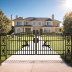20x8 ft Dual Swing Driveway Gate with Ornamental Posts