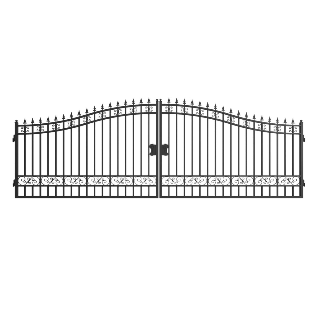 20x8 ft Steel Dual Swing Driveway Gate
