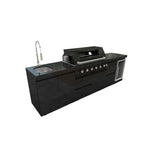 115" 6-Burner 85,000 Black Outdoor Kitchen Island Grill Rotisserie kit