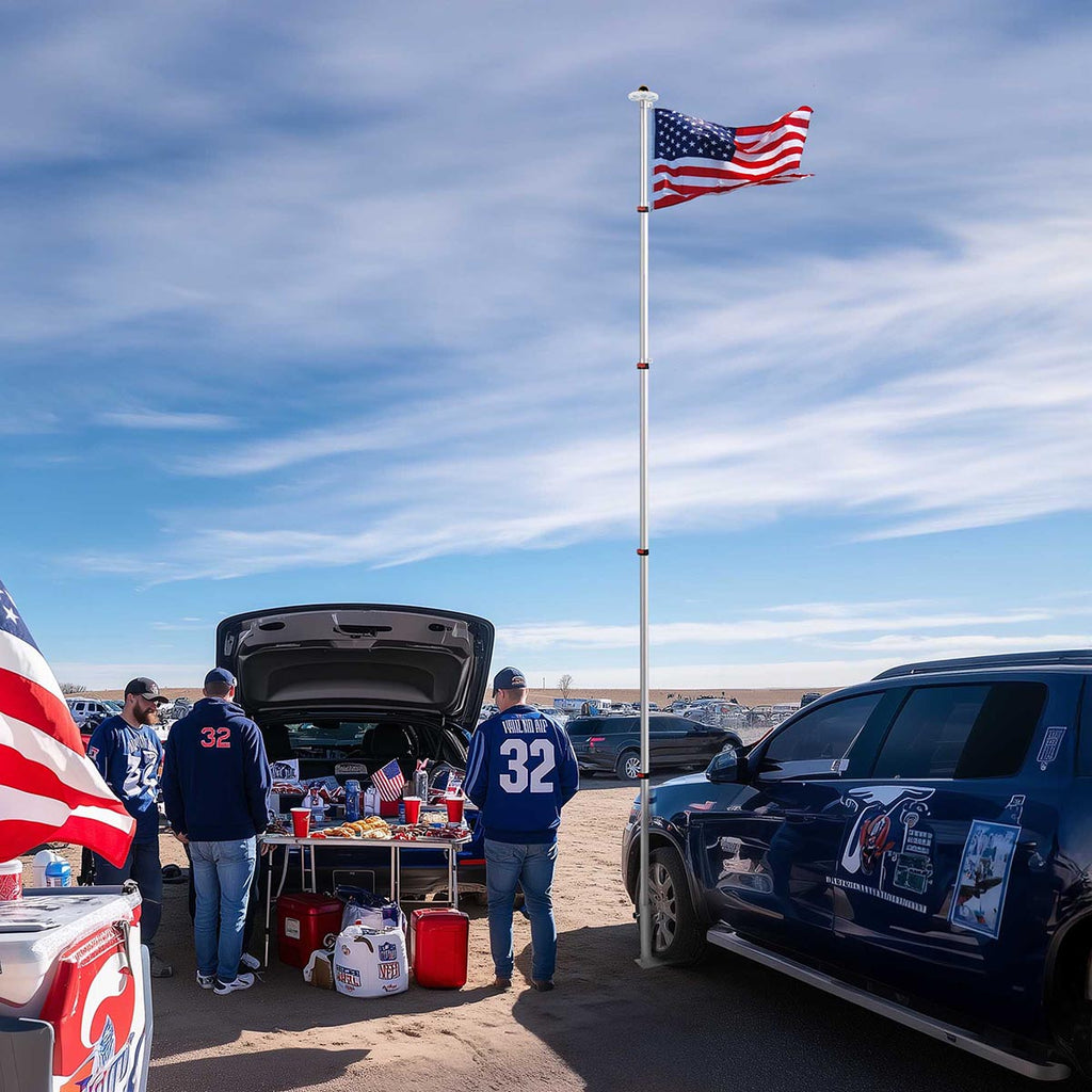 Yescom EZ GO Telescopic Flagpole with Light & Tire Mount