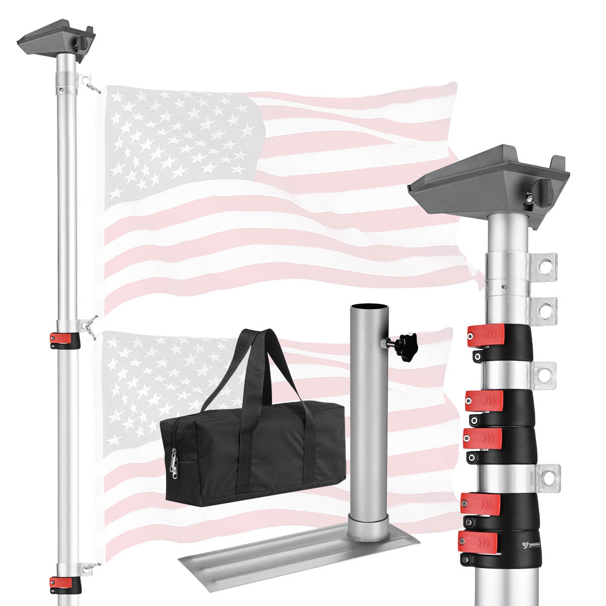 Yescom Starlink Mini Pole Mount D2.75" with Tire Mount(14'-30' Options)