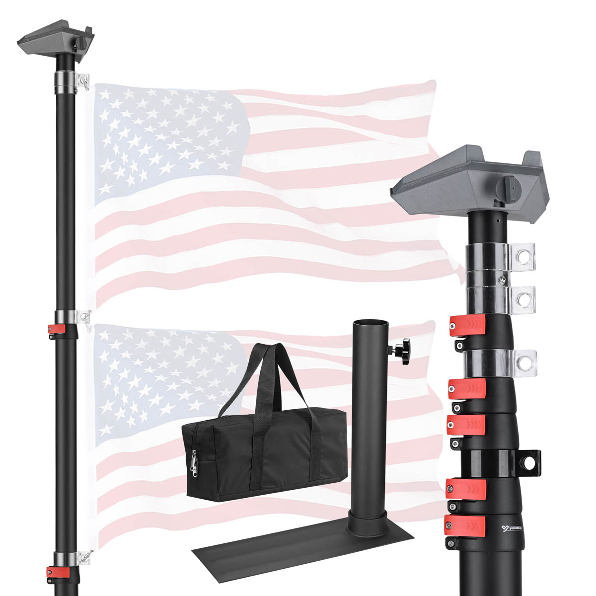 Yescom Starlink Mini Pole Mount D2.75" with Tire Mount(14'-30' Options)