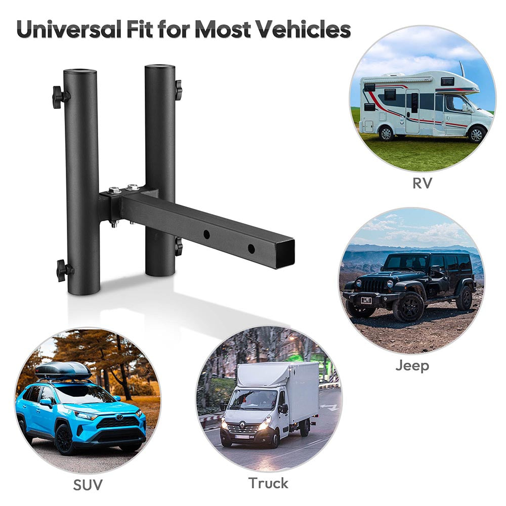 Yescom Hitch Mount Dual Flag Pole Holder for 1 9/16" Receiver(1"-2" Poles)