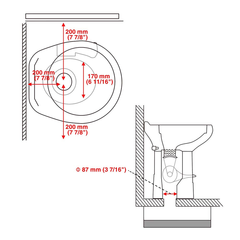 Yescom 20" RV Toilet Gravity Flush High Profile HDPE Travel