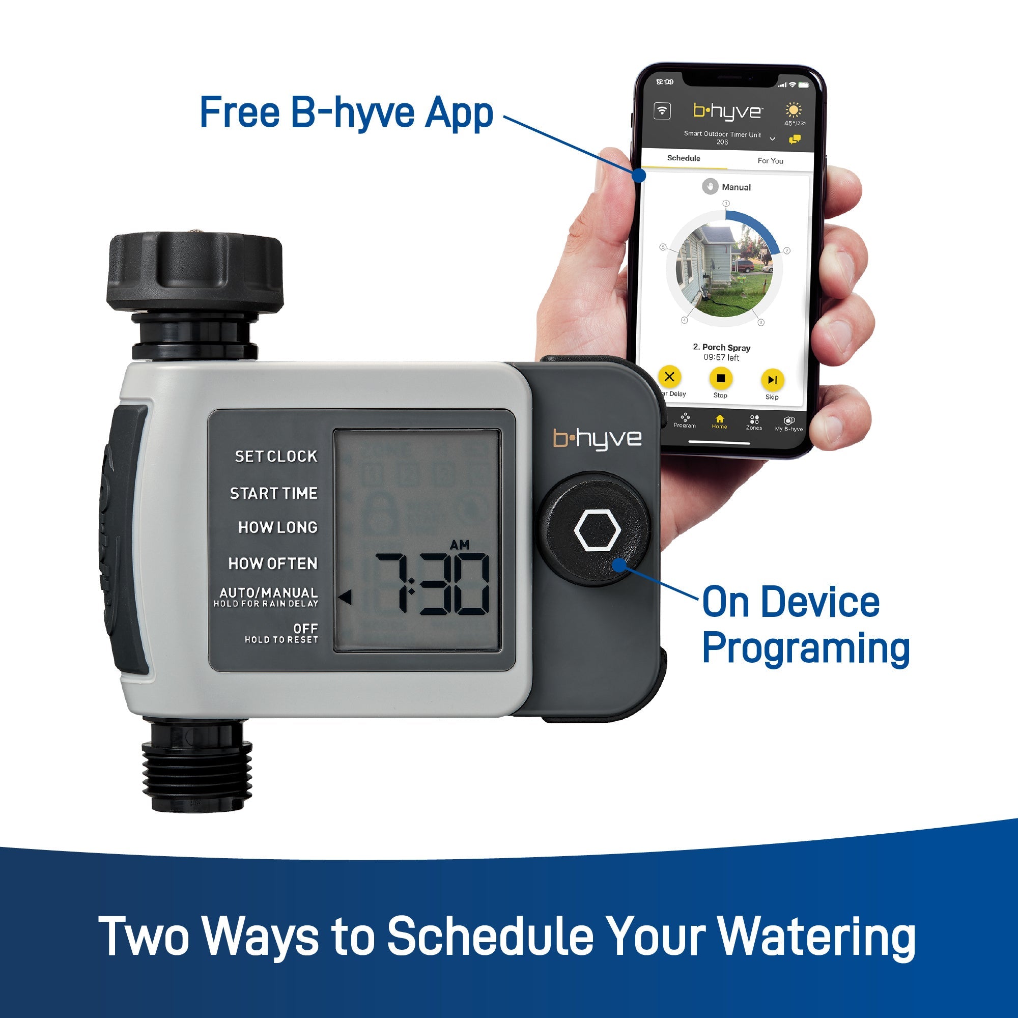 B-hyve XD Bluetooth 1-Outlet Hose Faucet Timer with B-hyve Flood Sensors 71103