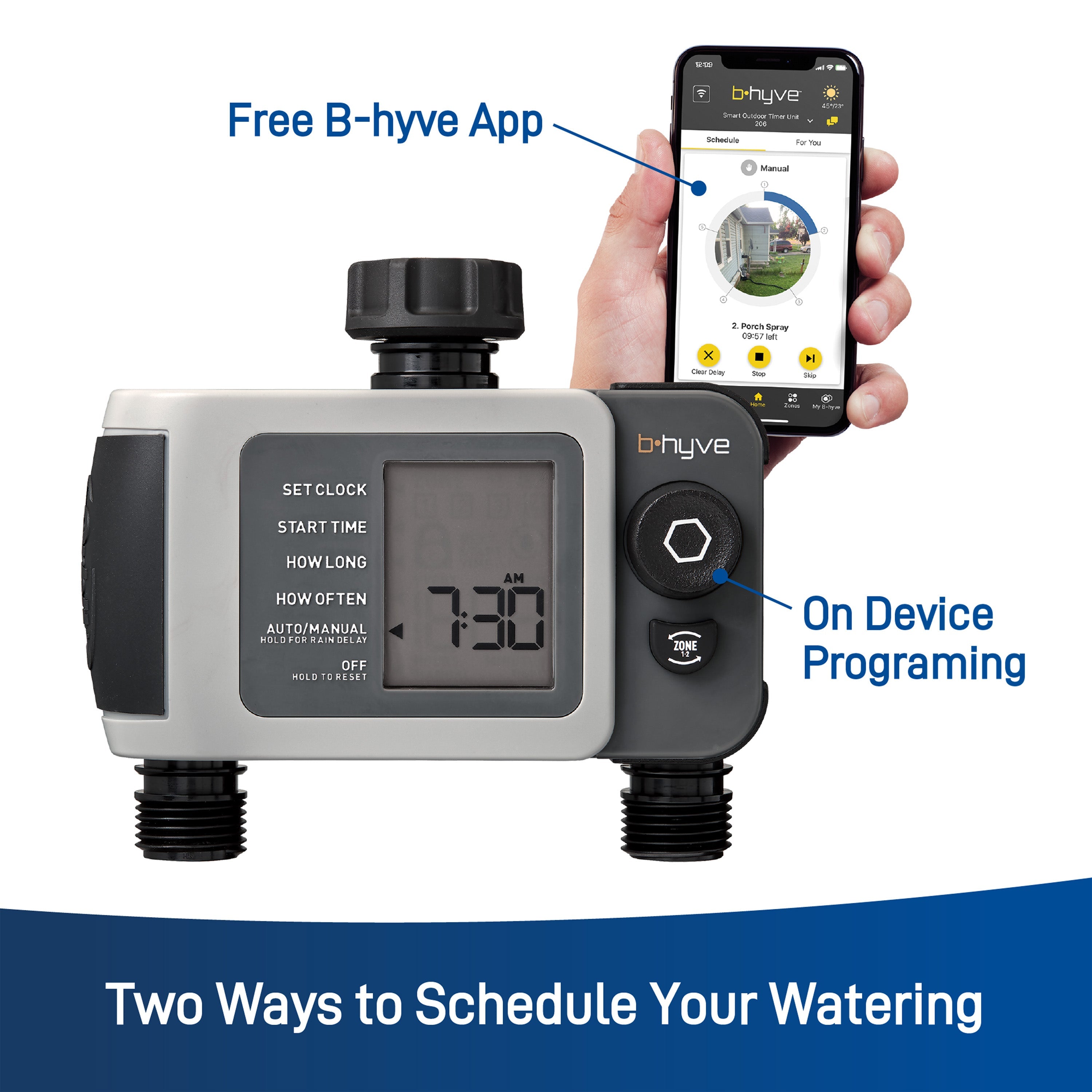 B-hyve XD Bluetooth 2-Outlet Hose Faucet Timer 24632