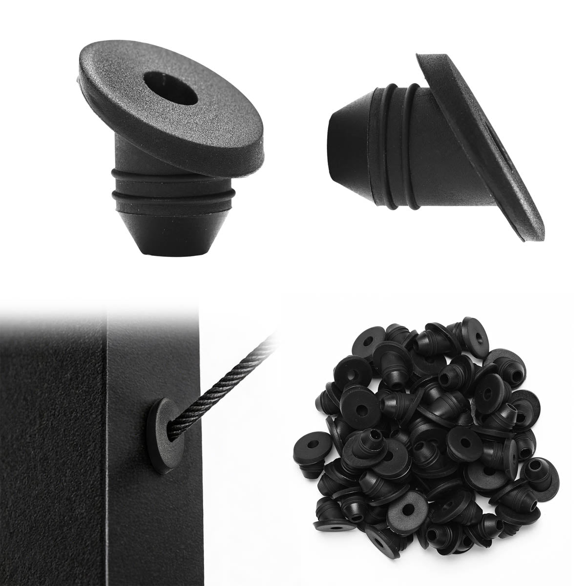 Yescom Rubber Cable Railing Grommets for Level & Stair Posts 1/8"-3/16" 60ct.