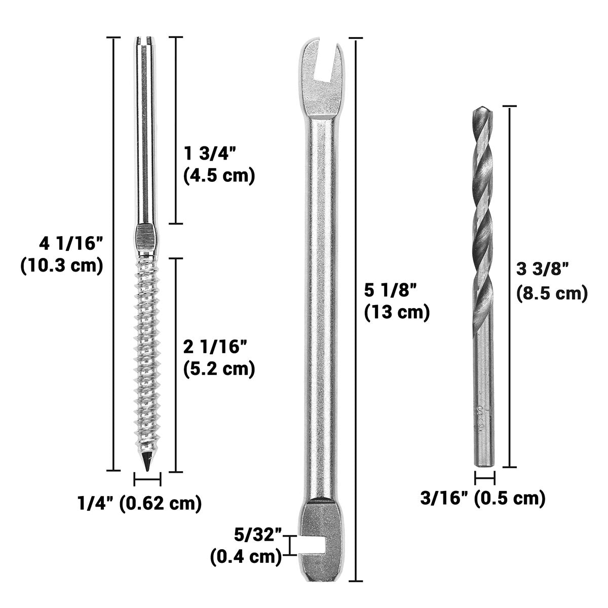 Yescom 1/8" Swage Lag Screws Left & Right T316 Stainless Steel 60ct.