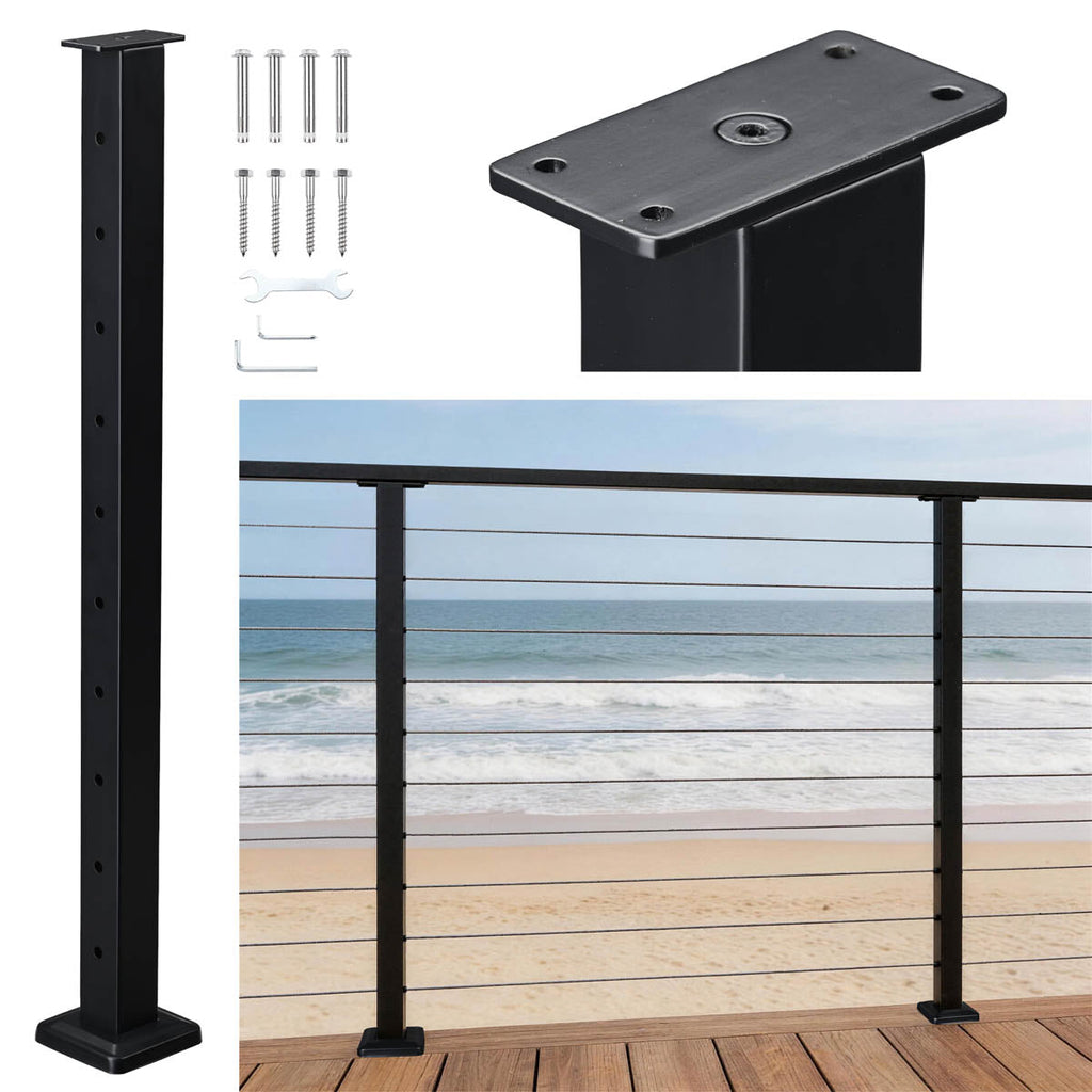 Yescom 36in T304 Stainless Steel Cable Railing Level Post (2x2, 16G)