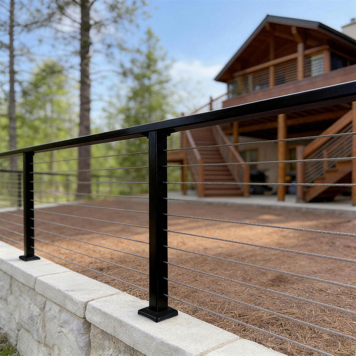 Yescom 36in T304 Stainless Steel Cable Railing Level Post (2x2, 16G)