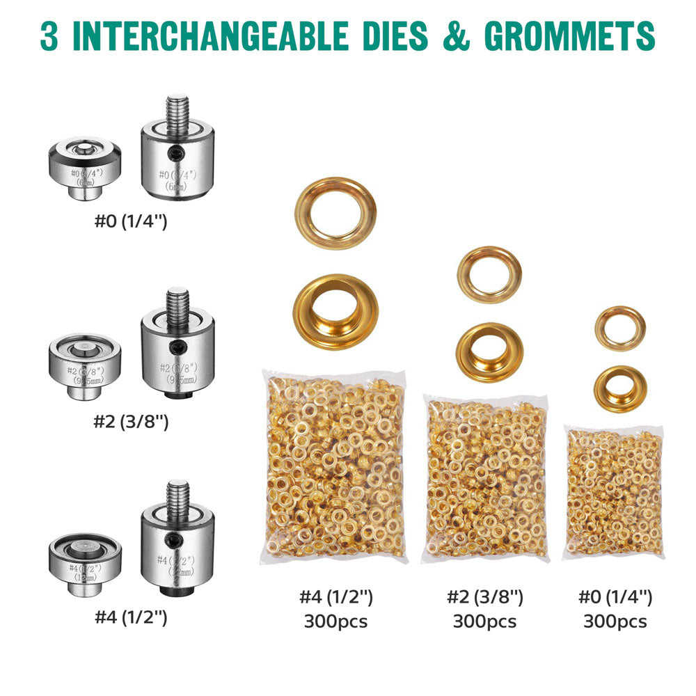 Yescom Grommets Tool Machine with #0 #2 #4 Dies 900ct.